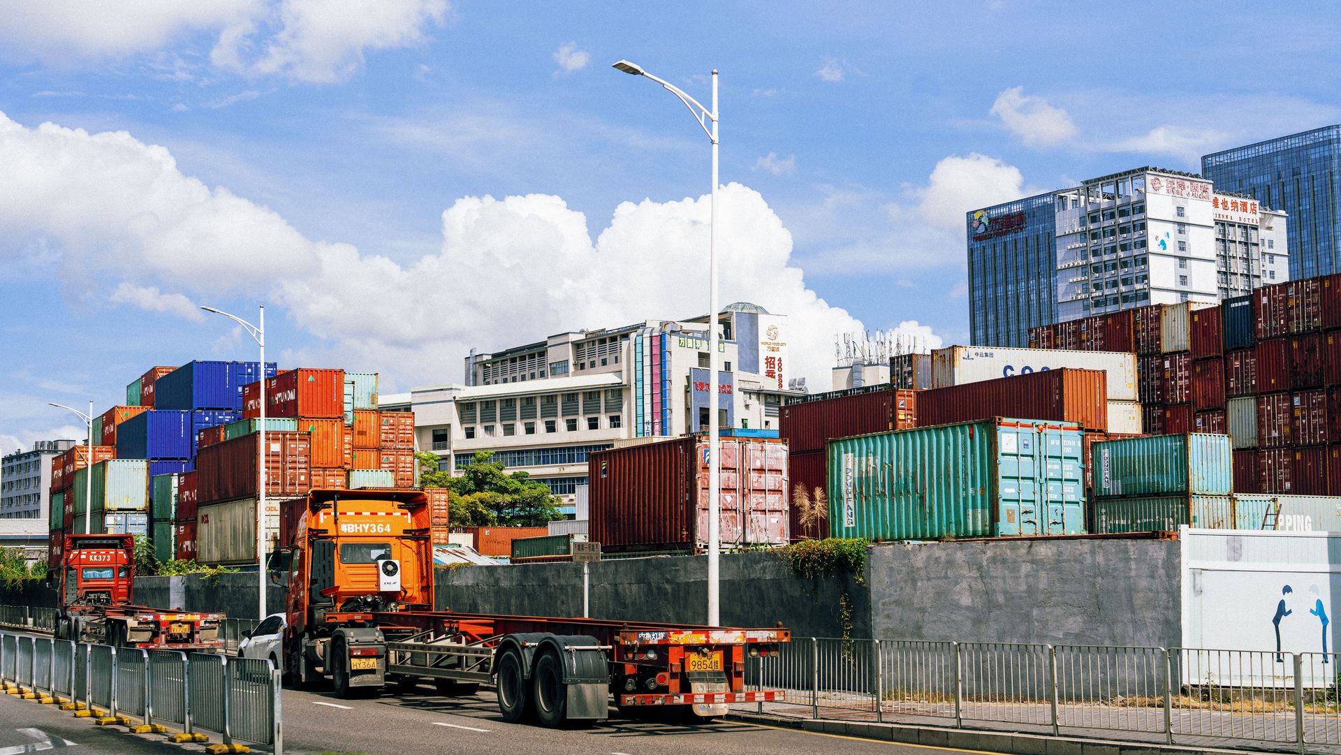 Container freight moving through the Port of Lae, Morobe Province