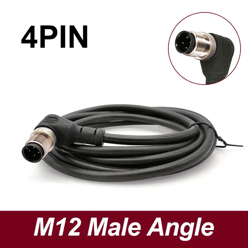 [ZX-5D3048B1] M12 Sensor Cable, 4-Pin A-Coded, Right-Angle Male Connector, 2 m PVC Lead