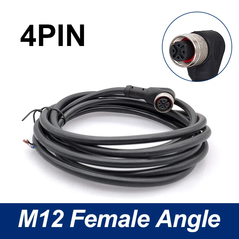 [ZX-0DAE4F95] M12 Sensor Cable, 4-Pin A-Coded, Right-Angle Female Connector, 2 m PVC Lead