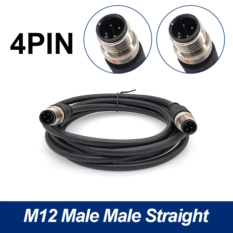 [ZX-84160F4C] M12 Double-Ended Sensor Cable, 4-Pin A-Coded, Straight Male to Male, 2 m