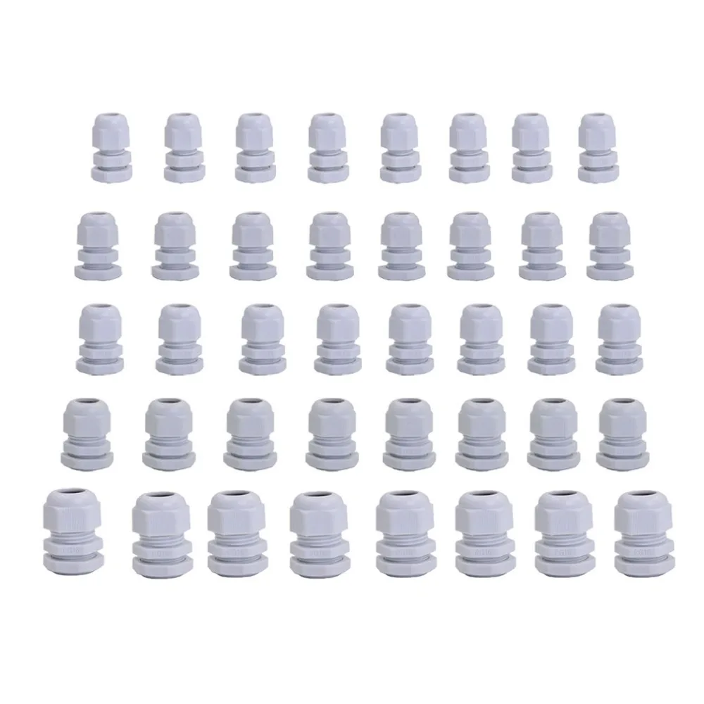 [ZX-04231387] Nylon Cable Gland Kit, 40 Pieces, 8 Each of PG7, PG9, PG11, PG13.5 and PG16, IP68, White