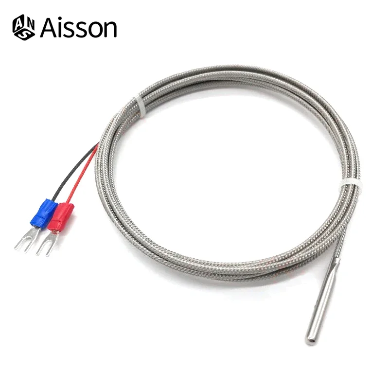 [ZX-4F3C65F7] K-Type Thermocouple Probe 4 x 30 mm, 0-600 °C Range, 1 m Braided Shielded Cable